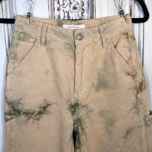 Pacsun 100% Cotton Wide Wale Splash Dyed Corduroy Y2K BF Carpenter Pants S/24 - Picture 4 of 14